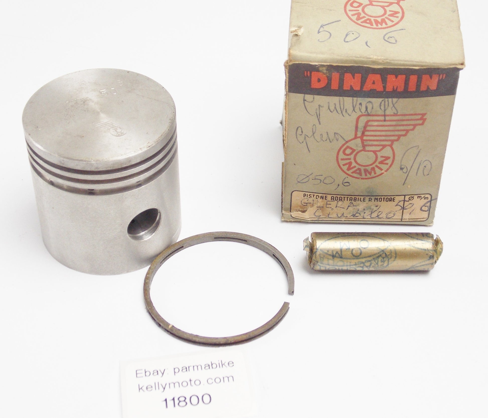 NOS DINAMIN PISTON + RING + PIN DIAMETER 50.6 mm PIN 14mm GILERA GIUBILEO 98cc - MotoRaider