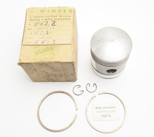 NOS WINTER MONDIAL 200cc MOTOR ENGINE PISTON+RINGS+PIN+CLIPS DIAMETER 62.2 mm - MotoRaider