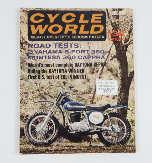 CYCLE WORD MAGAZINE1968 ROAD TEST YAMAHA YR2/YR2C MONTESA CAPPRA 360 EGLI VINCEN - MotoRaider