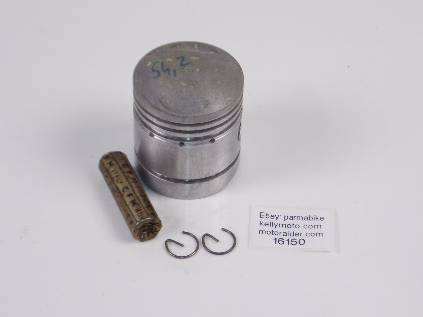 NOS ASSO WERKE 1012 PISTON 54.2MM + CIRCLIPS + 15MM PIN VINTAGE ITALY 16150 - MotoRaider