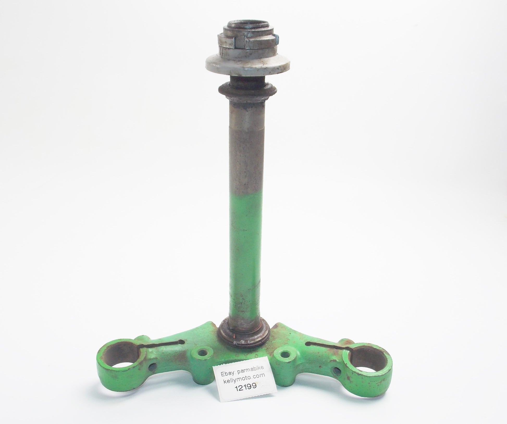 1970's FRONT FORK STEERING STEM + LOWER PLATE CONE RACES + DUST SEAL GREEN - MotoRaider