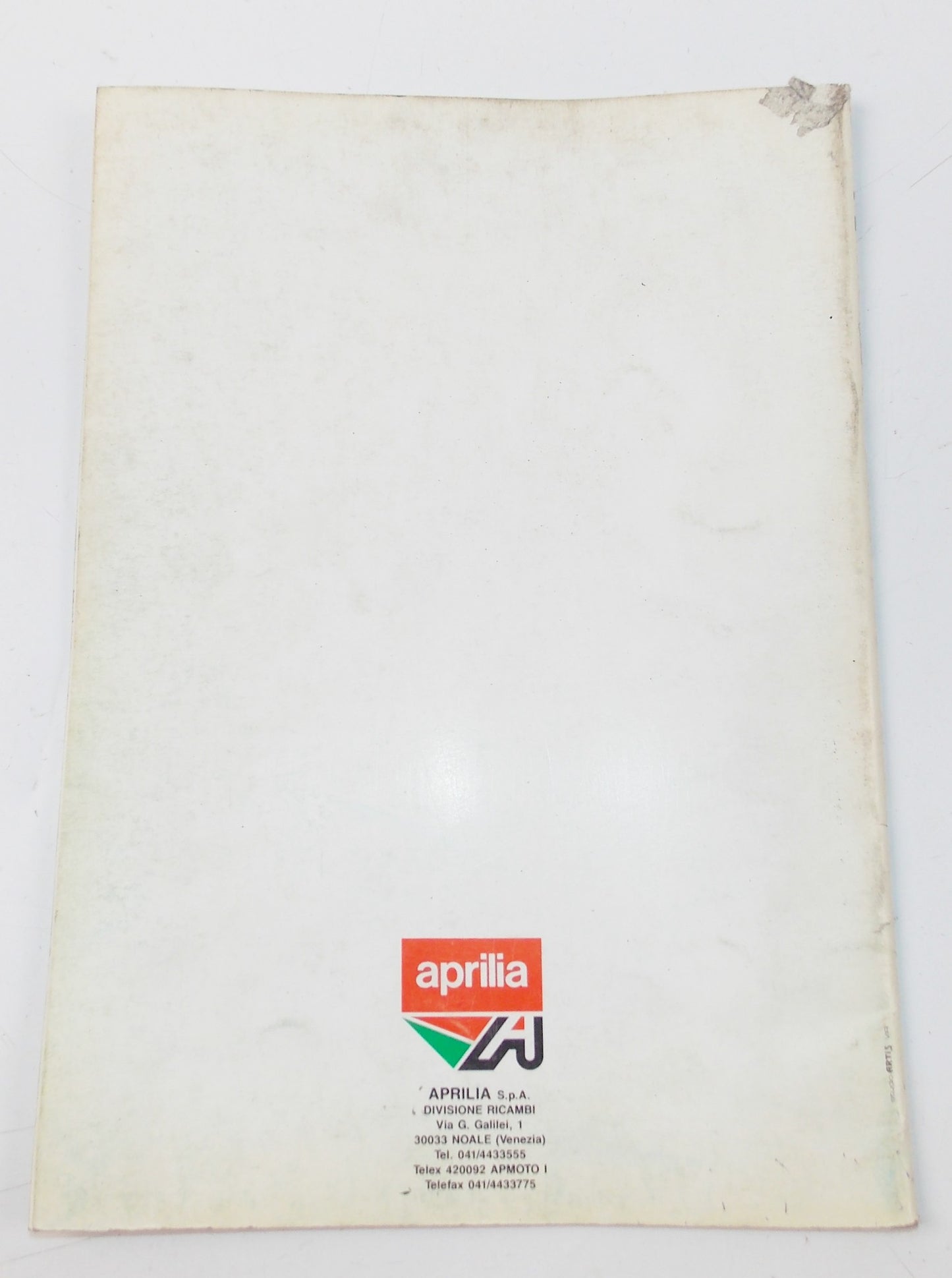 APRILIA 1990 PEGASO 125 SPARE PARTS CATALOG ENGLISH/FRENCH/GERMAN/SPANISH 213 - MotoRaider