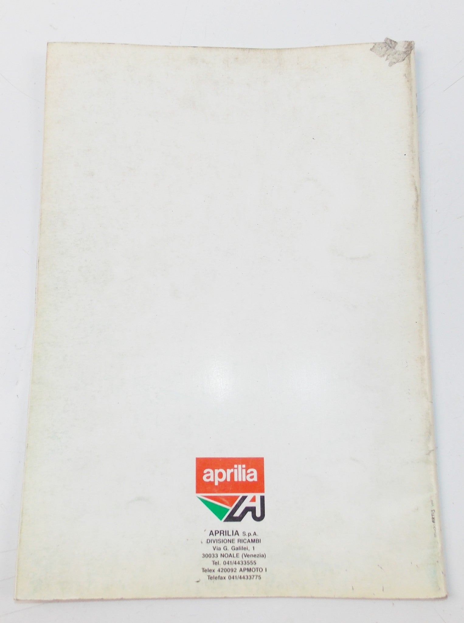 APRILIA 1990 PEGASO 125 SPARE PARTS CATALOG ENGLISH/FRENCH/GERMAN/SPANISH 213 - MotoRaider