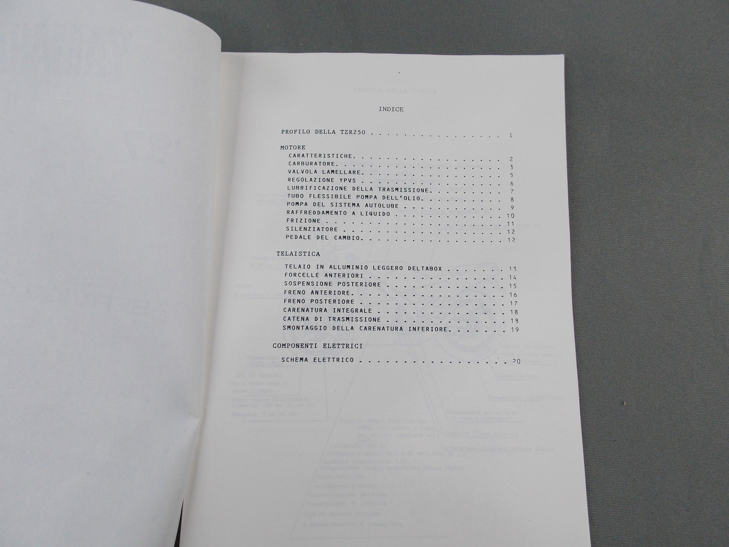 YAMAHA 1987 TZR 250 SERVICE GUIDE WORKSHOP MANUAL BOOK ITALIAN 90894-86302 - MotoRaider