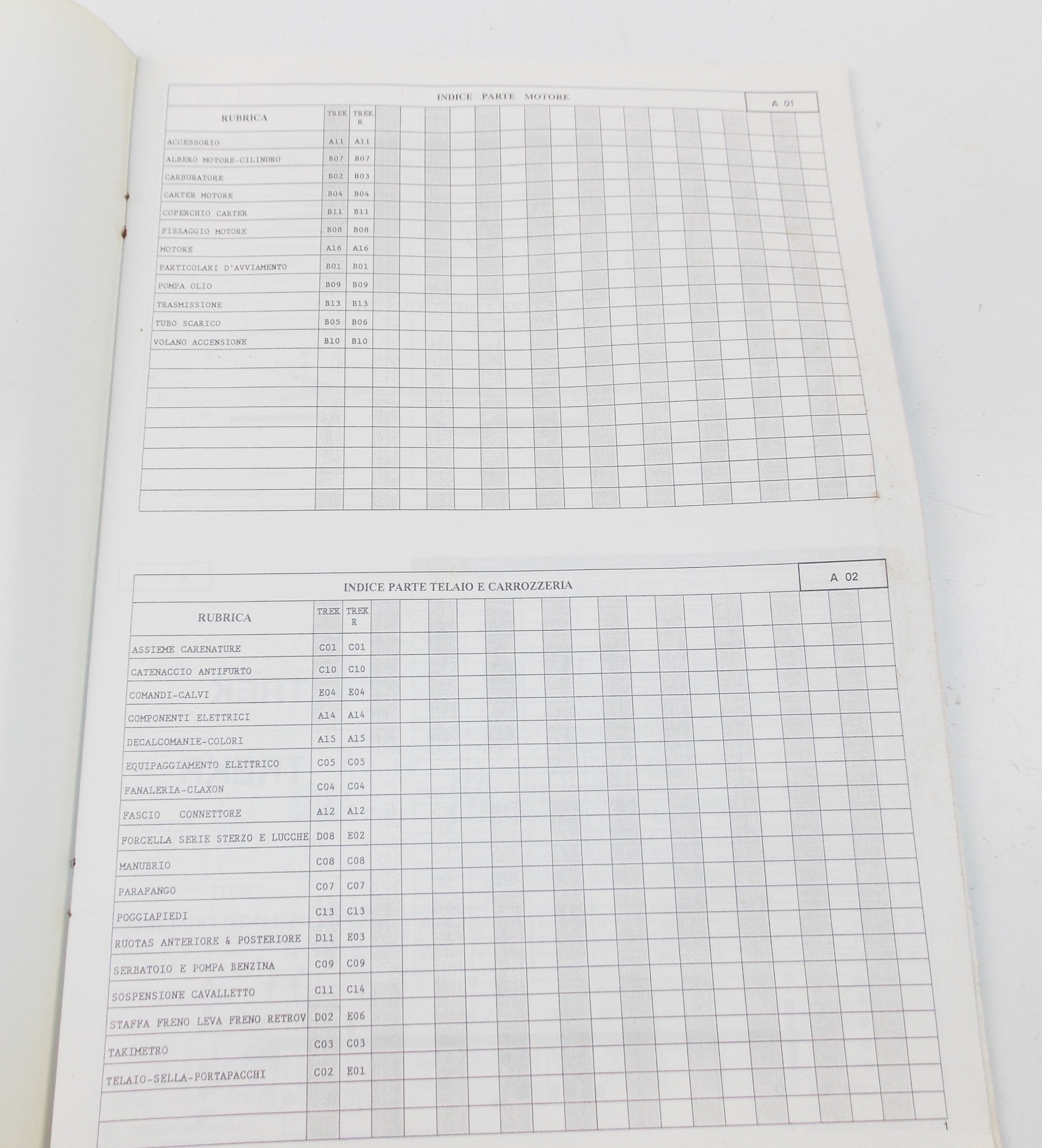 09/1997 PEUGEOT SCOOTER TREK PARTS CATALOG MANUAL BOOK ITALIAN - MotoRaider