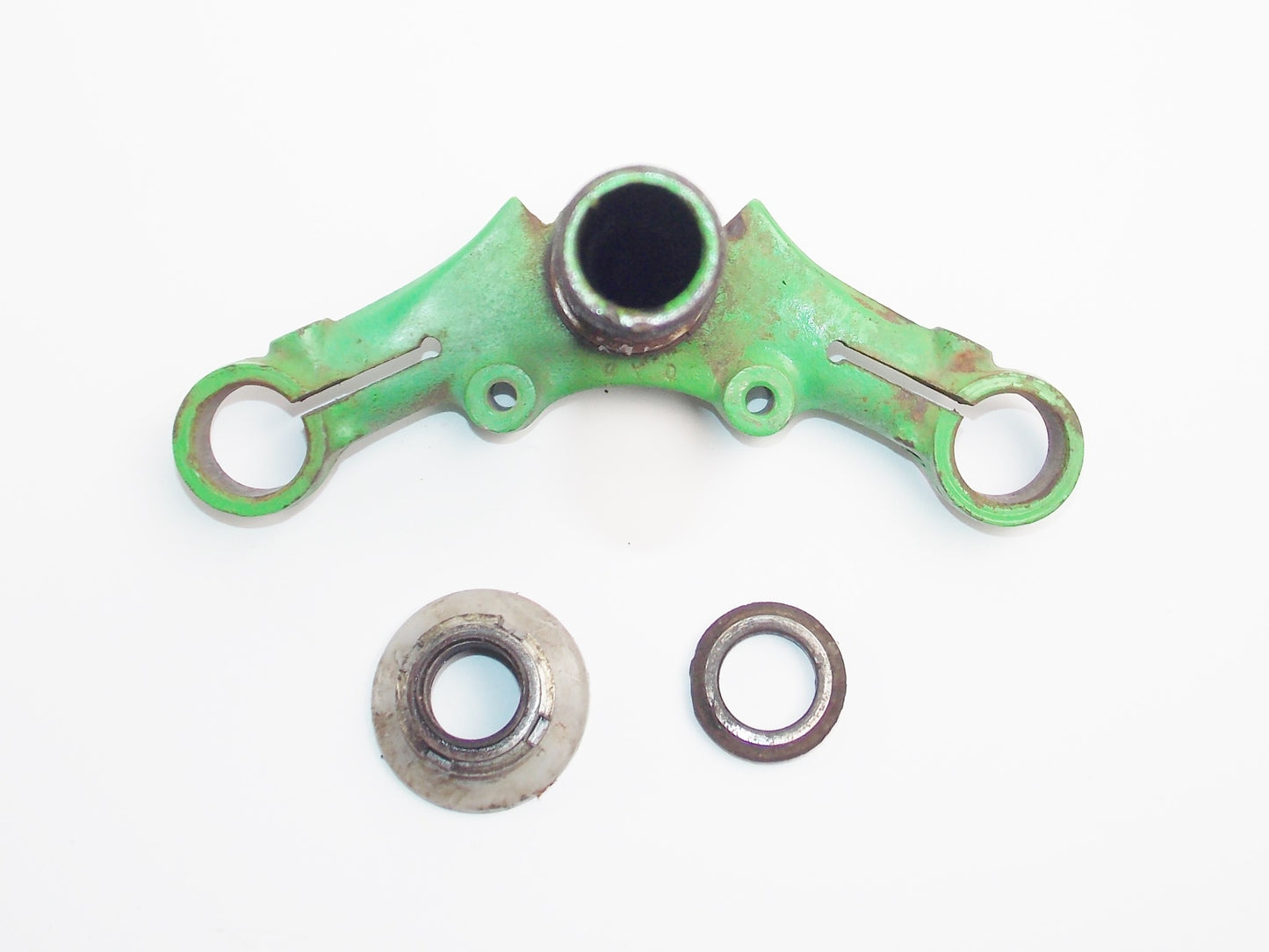 1970's FRONT FORK STEERING STEM + LOWER PLATE CONE RACES + DUST SEAL GREEN - MotoRaider