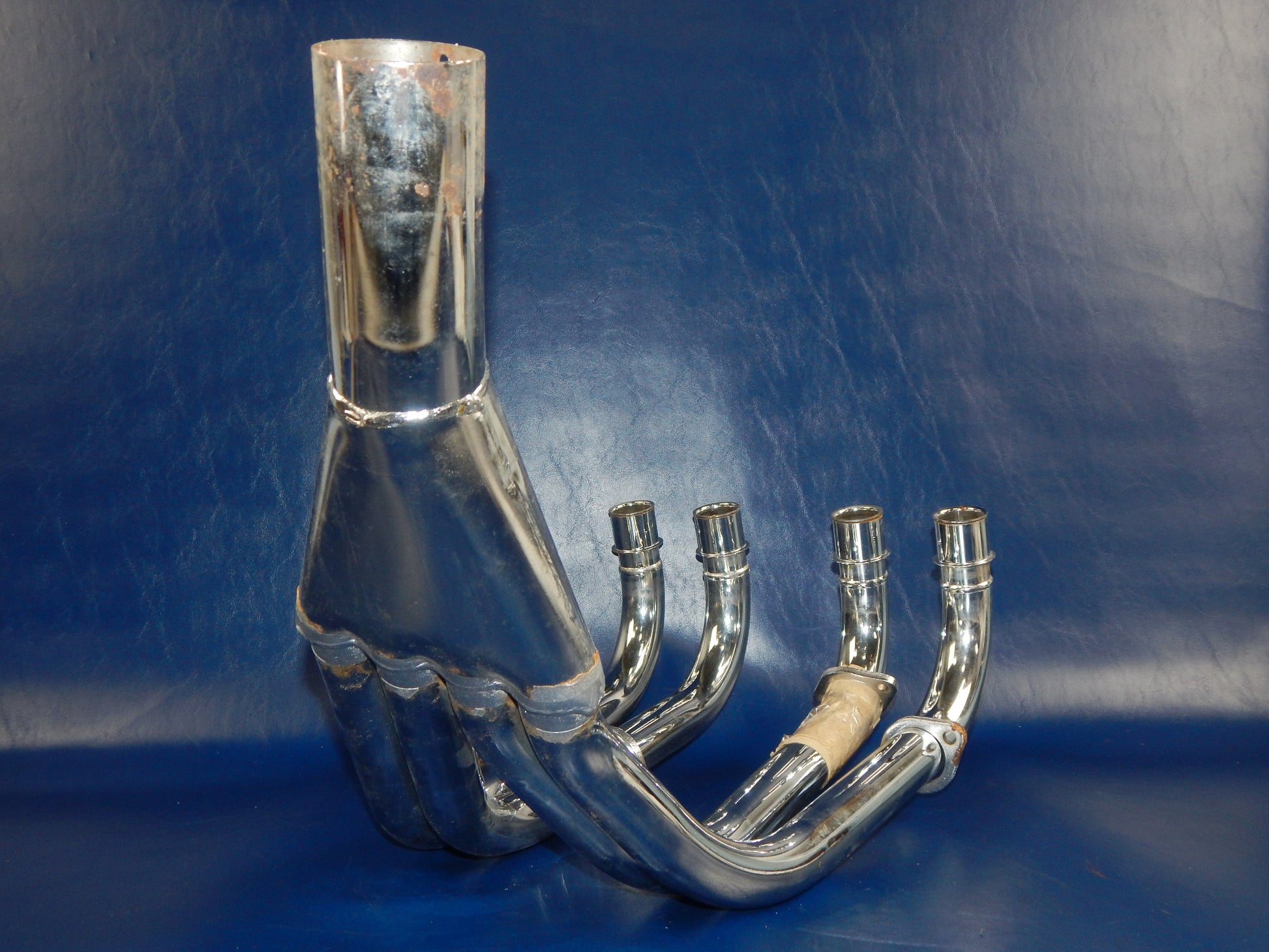 NOS MARVING CHROME 4 in 1 HEADER FRONT EXHAUST MUFFLER PIPE YAMAHA XJ900 Y47C - MotoRaider