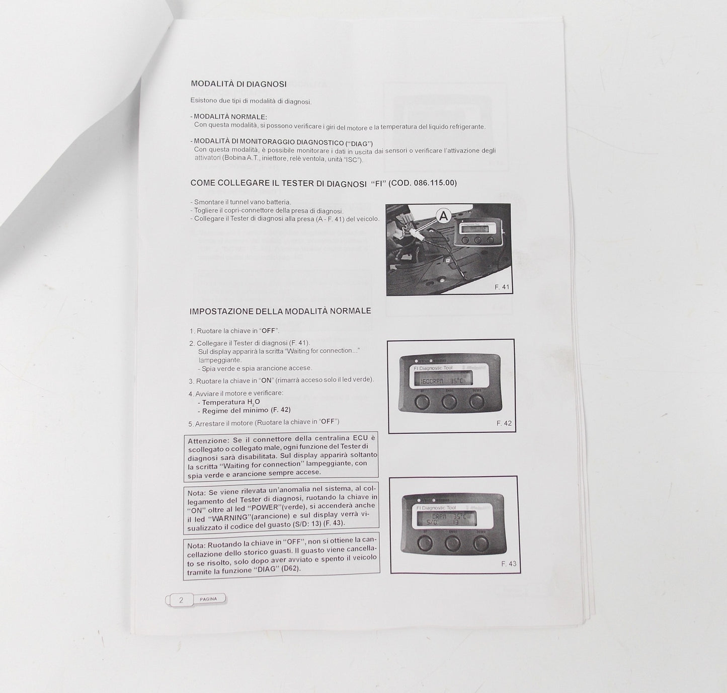 OEM MALAGUTI PASSWORD 250 EURO 3 INJECTION TESTER EQUIPMENT TOOL KIT 086.118.00 - MotoRaider
