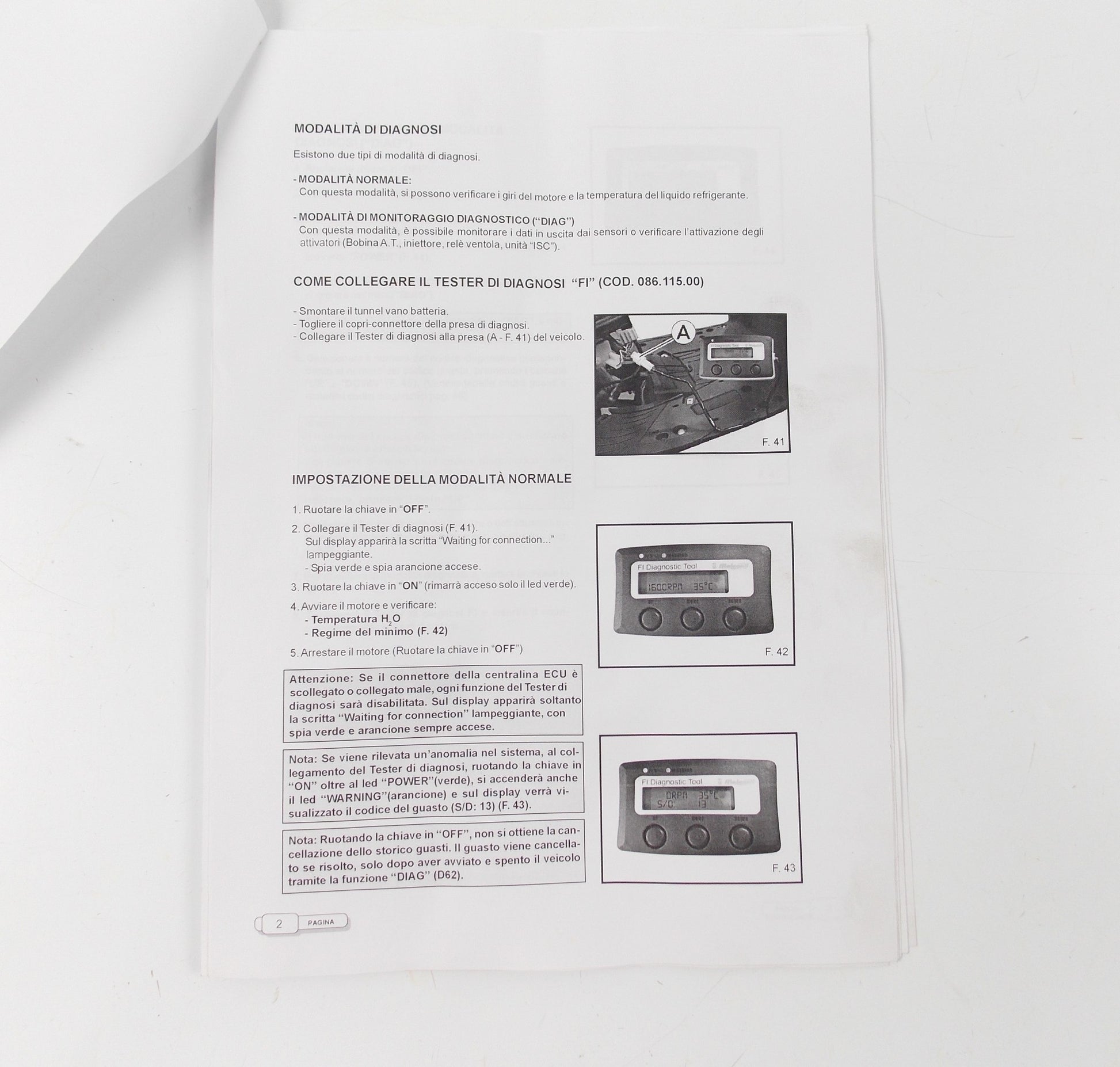 OEM MALAGUTI PASSWORD 250 EURO 3 INJECTION TESTER EQUIPMENT TOOL KIT 086.118.00 - MotoRaider