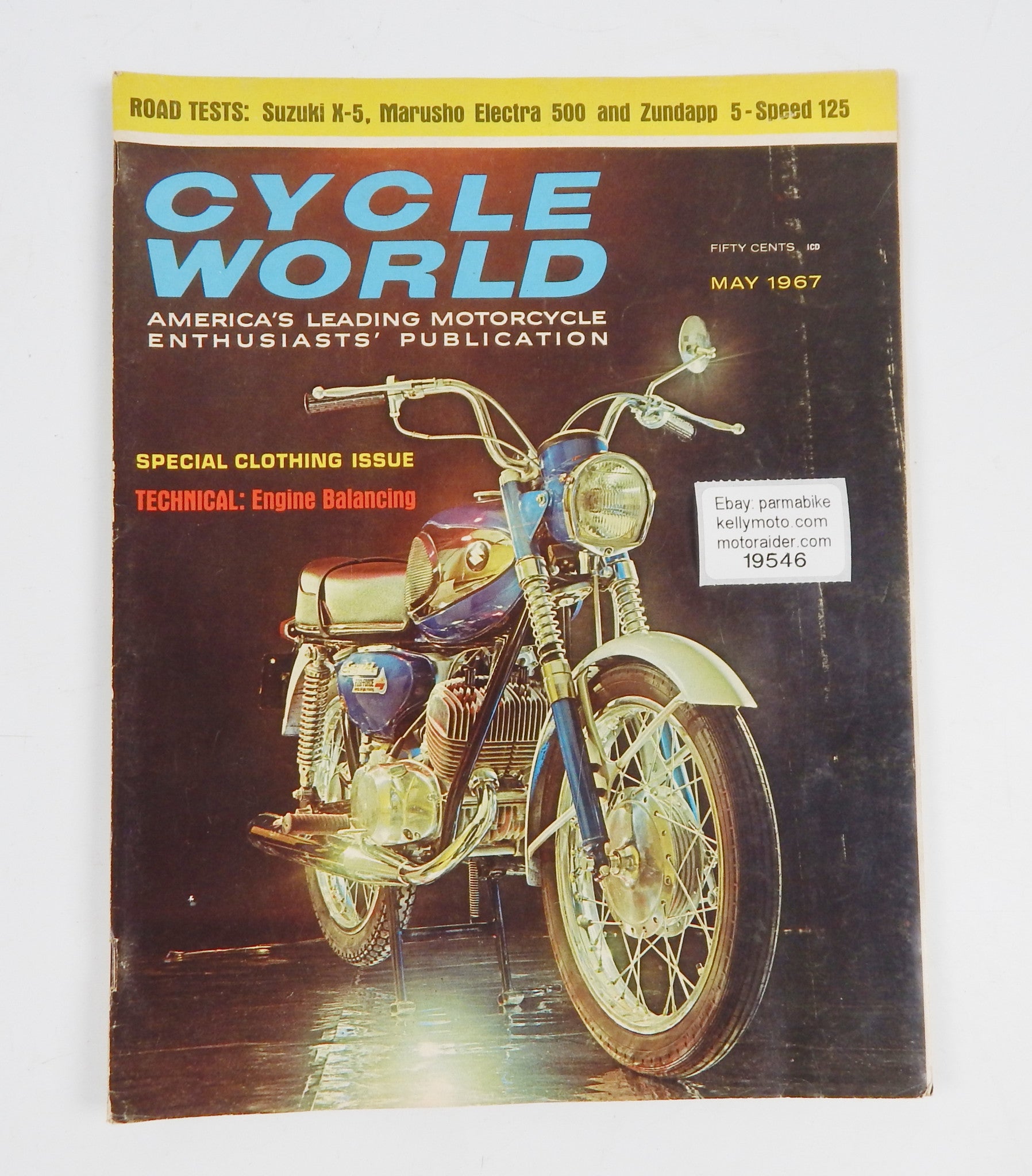 CYCLE WORD MAGAZINE1967 ROAD TEST SUZUKI X-5 MARUSHO ELECTRA 500 ZUNDAP 5-SPEED - MotoRaider