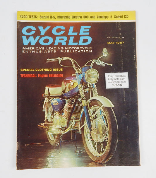 CYCLE WORD MAGAZINE1967 ROAD TEST SUZUKI X-5 MARUSHO ELECTRA 500 ZUNDAP 5-SPEED - MotoRaider