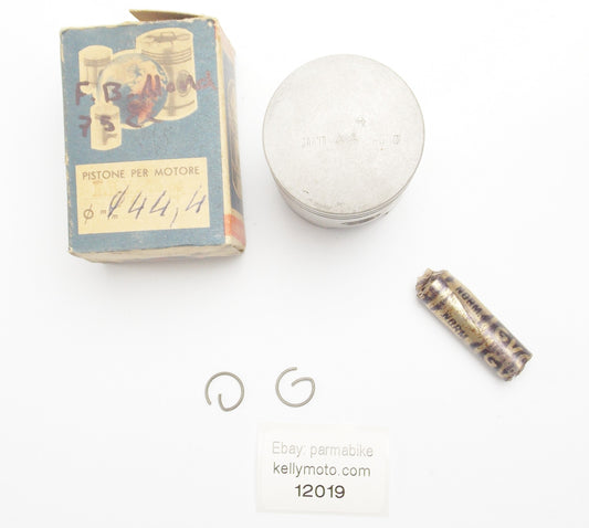 NOS ASSO WERKE PISTON + PIN + CLIPS DIAMETER 44.4mm FB MONDIAL 75cc MOTOR ENGINE - MotoRaider