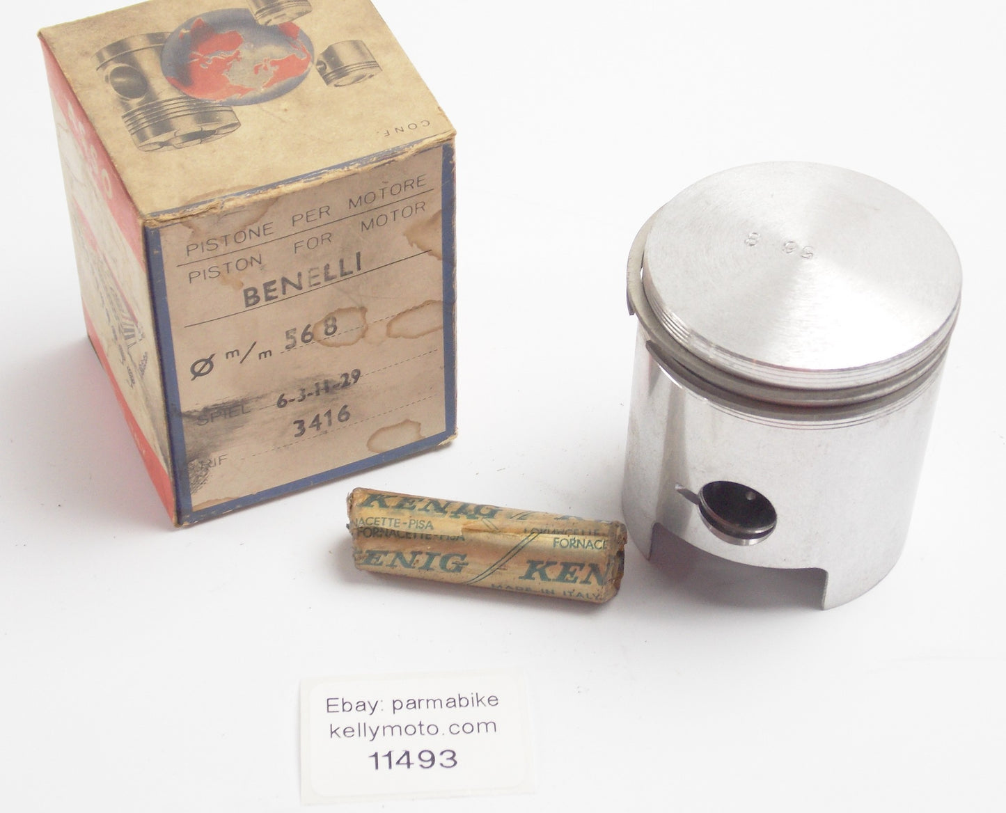 NOS ASSO WERKE 3416 PISTON + RINGS + PIN D. 57.8 mm BENELLI MOTOR 6-3-11-29 - MotoRaider