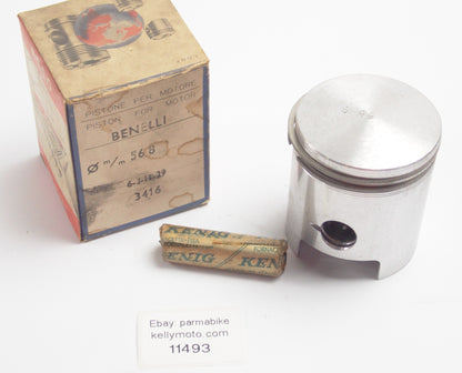 NOS ASSO WERKE 3416 PISTON + RINGS + PIN D. 57.8 mm BENELLI MOTOR 6-3-11-29 - MotoRaider