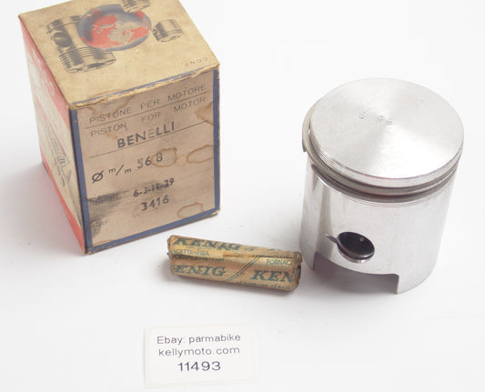 NOS ASSO WERKE 3416 PISTON + RINGS + PIN D. 57.8 mm BENELLI MOTOR 6-3-11-29 - MotoRaider