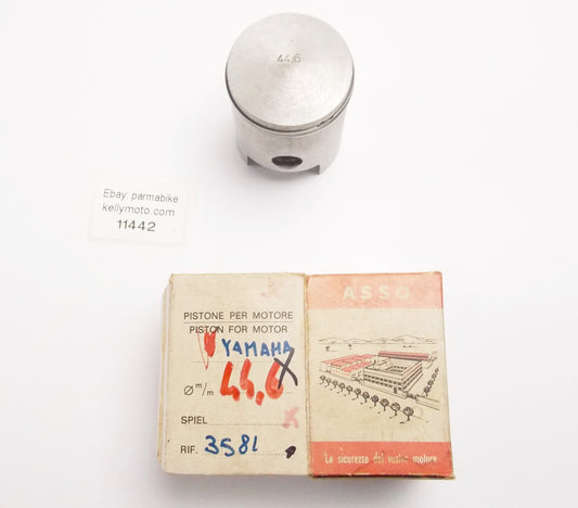 NOS ASSO WERKE 3581 PISTON + RINGS D.=44.6 mm YAMAHA 125cc 2 STROKE MOTOR ENGINE - MotoRaider