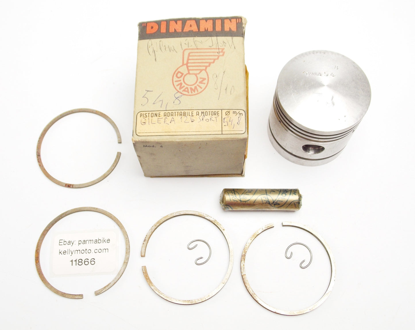 NOS DINAMIN PISTON + RINGS + PIN + CLIPS SET CPL. D. 54.8 mm GILERA 125 SPORT - MotoRaider