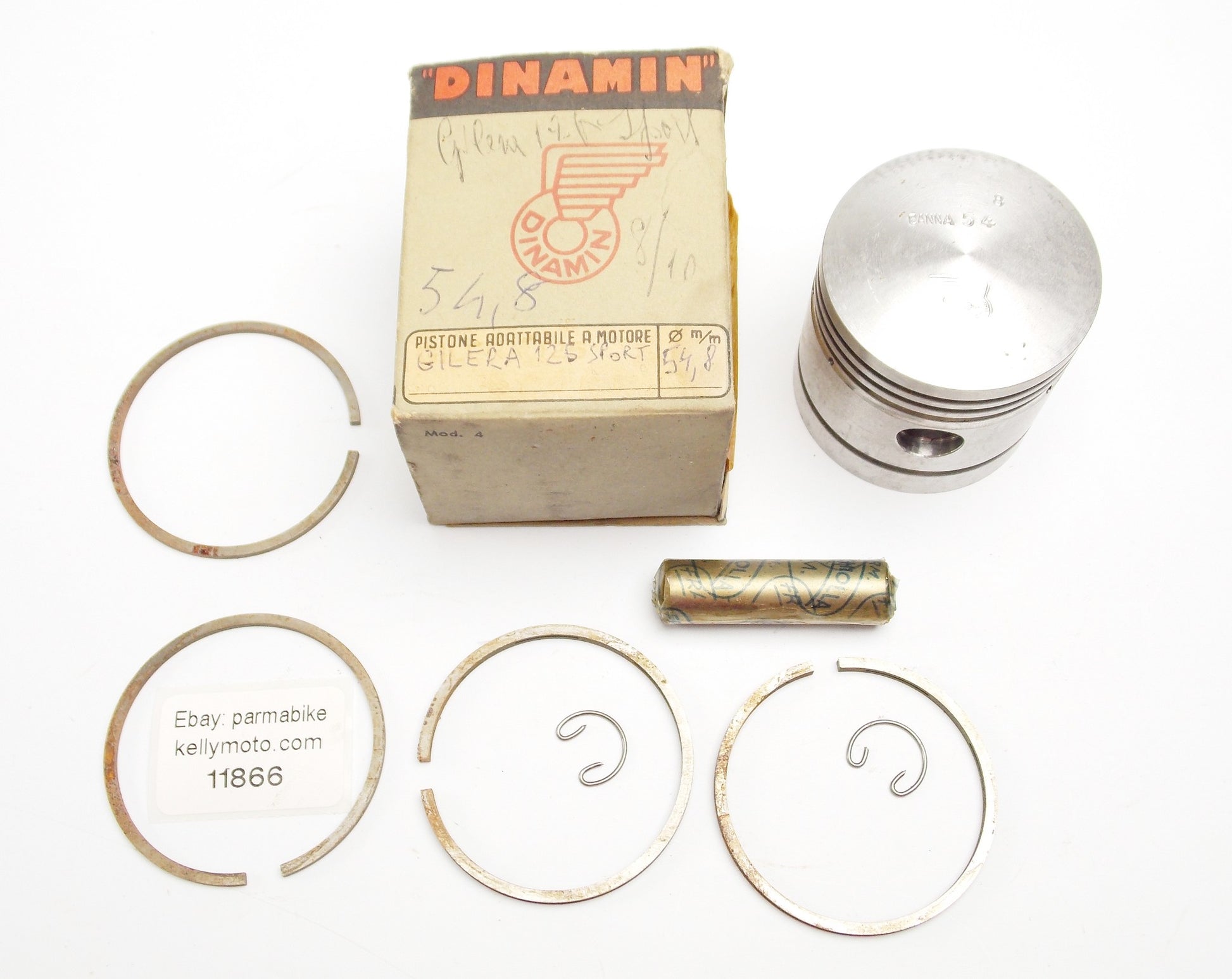 NOS DINAMIN PISTON + RINGS + PIN + CLIPS SET CPL. D. 54.8 mm GILERA 125 SPORT - MotoRaider
