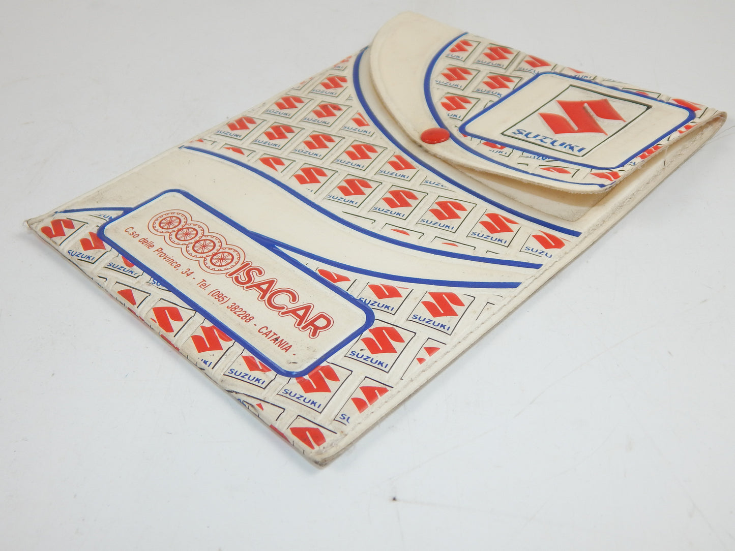 1980's EMBOSSED PLASTIC SUZUKI DOCUMENT HOLDER POUCH 5"x6.5" GSXR DR GS VINTAGE - MotoRaider