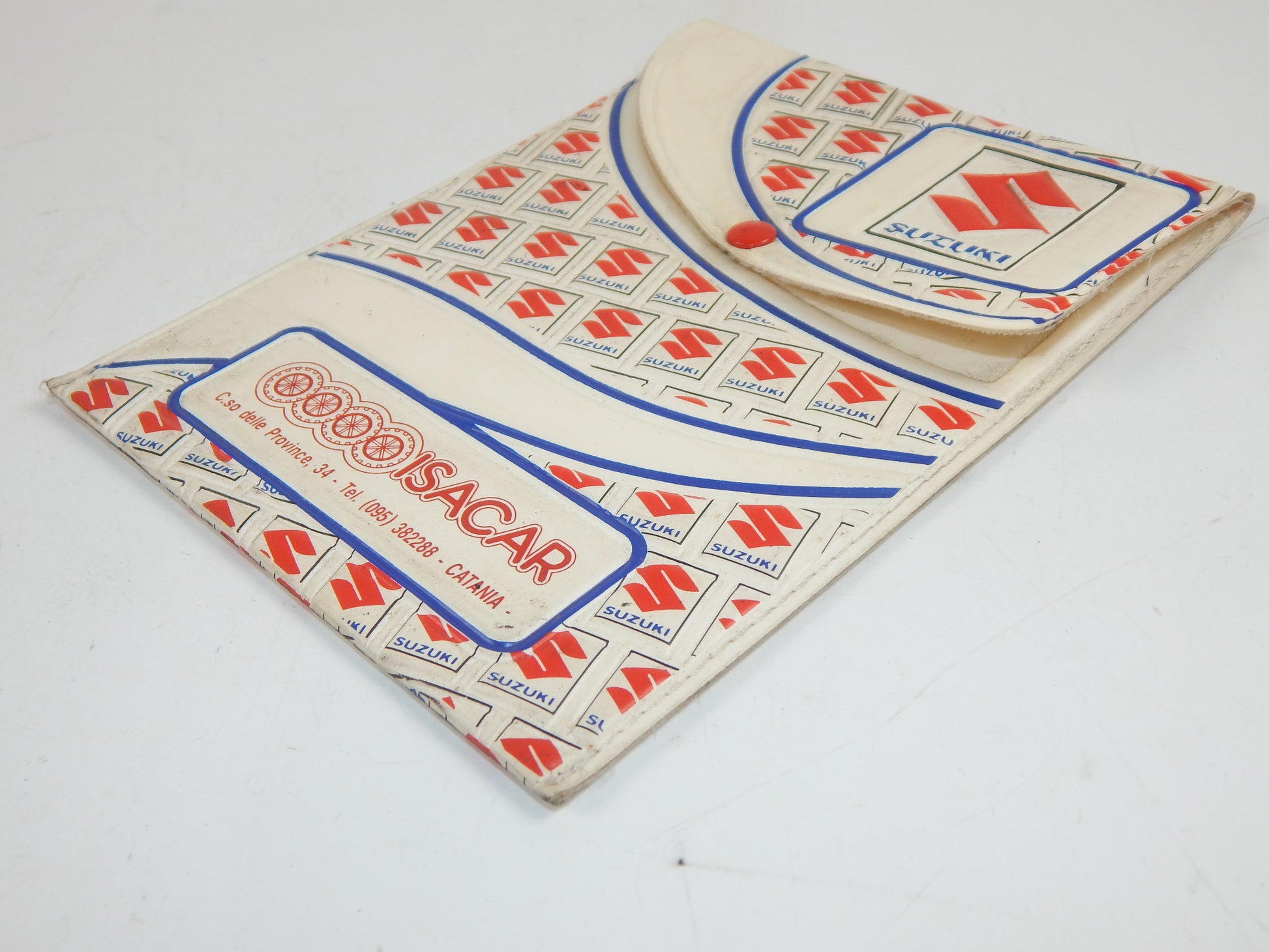 1980's EMBOSSED PLASTIC SUZUKI DOCUMENT HOLDER POUCH 5"x6.5" GSXR DR GS VINTAGE - MotoRaider