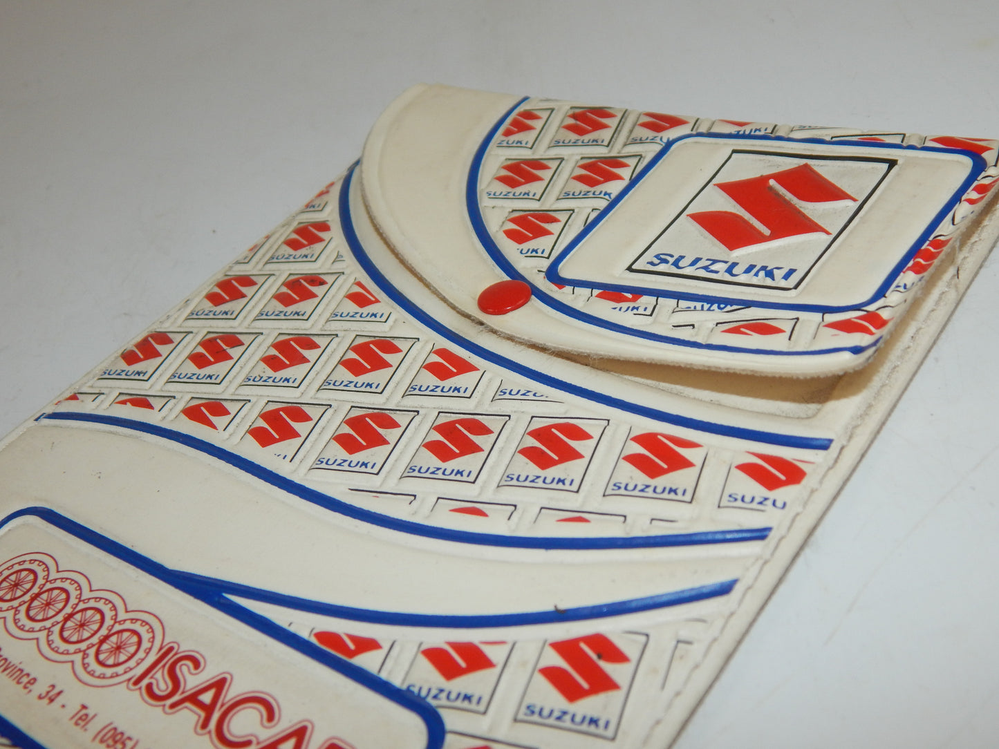 1980's EMBOSSED PLASTIC SUZUKI DOCUMENT HOLDER POUCH 5"x6.5" GSXR DR GS VINTAGE - MotoRaider
