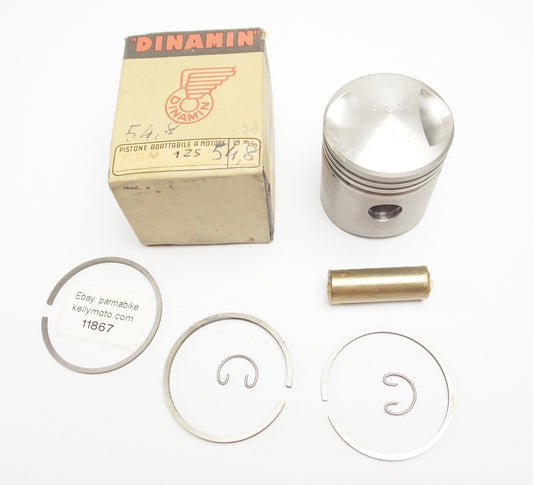 NOS DINAMIN PISTON + RINGS + PIN + CLIPS SET CPL. D. 54.8 mm F.B. MONDIAL 125 cc - MotoRaider