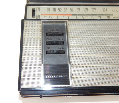 1970's MIVAR TRAFEM 11 TRANSISTOR 110-220 VOLT BATTERY 10,5x7x3" VINTAGE ITALY - MotoRaider