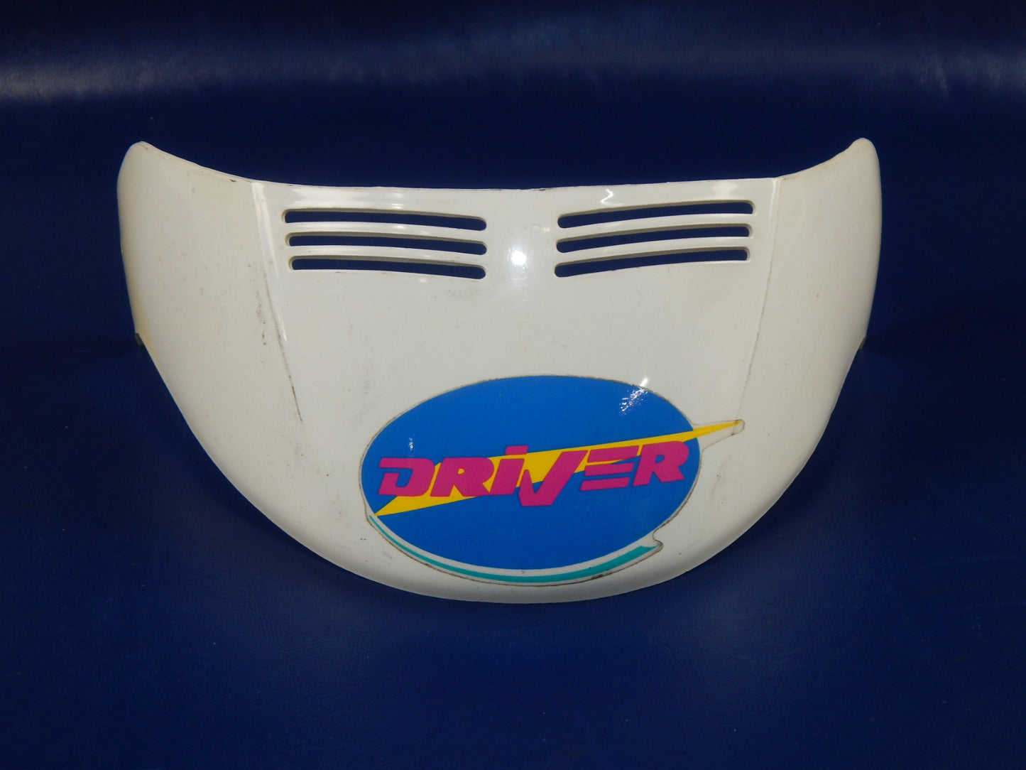 VINTAGE MOTORCYCLE SCOOTER ATV DRIVER HELMET WHITE VISOR DUCKBILL SHIELD SCREEN - MotoRaider