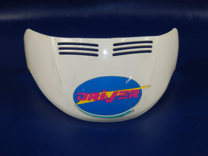 VINTAGE MOTORCYCLE SCOOTER ATV DRIVER HELMET WHITE VISOR DUCKBILL SHIELD SCREEN - MotoRaider
