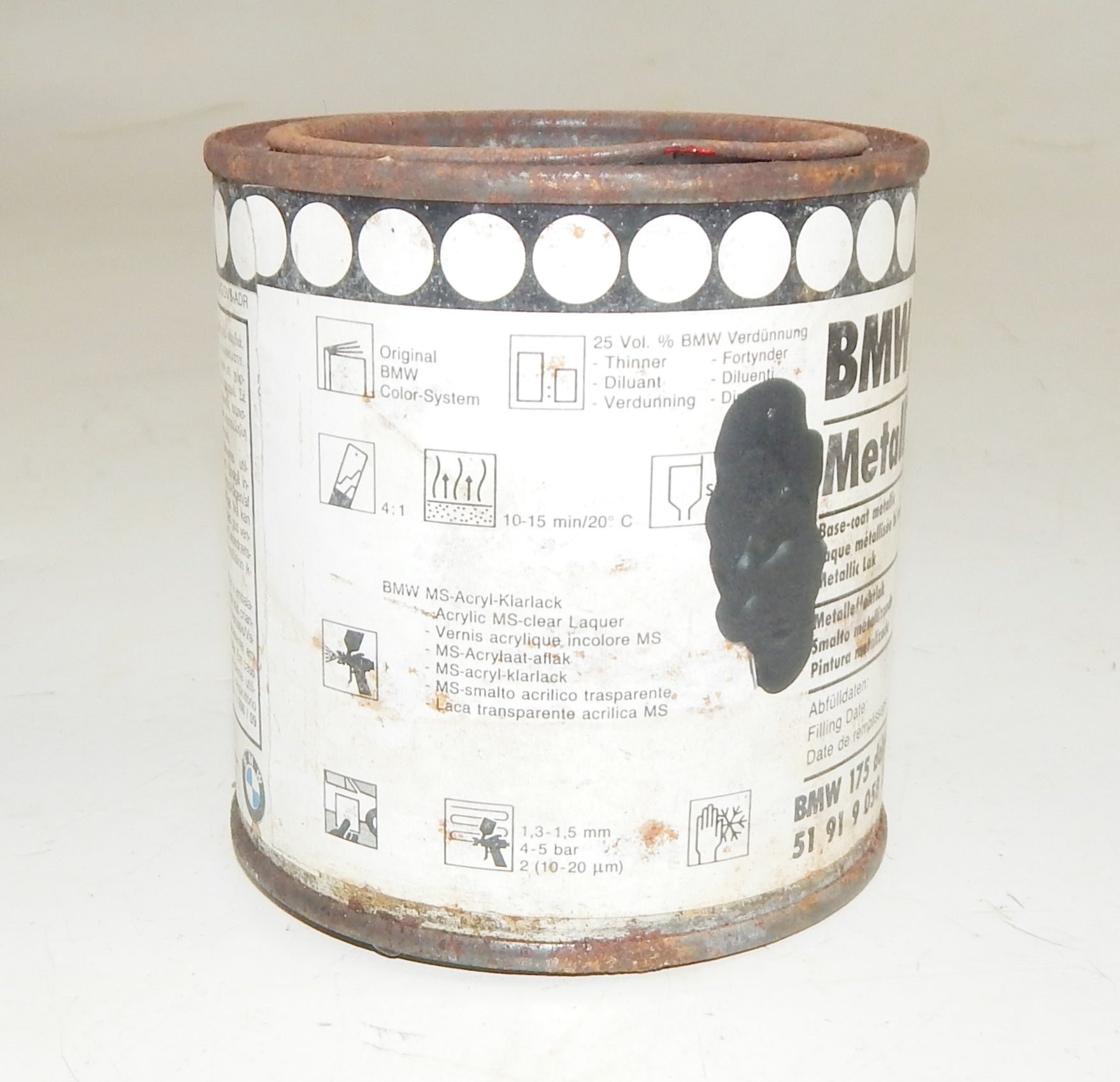 OEM BMW PAINT CAN 250ml BASECOAT METALLIC BMW 175 DOLOMITE GREY (Dolomitgrau) - MotoRaider