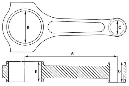 NOS MDP CONNECTING ROD+BEARING A=88 mm B=23.80 mm C=14.80 mm D=11.95 mm E=12 mm - MotoRaider