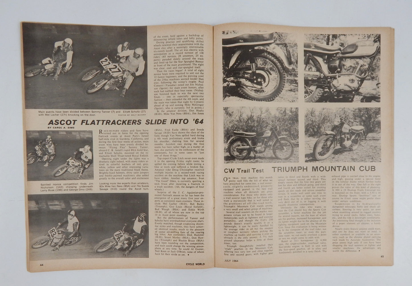 CYCLE WORD MAGAZINE JULY 1964 ROAD TEST YAMAHA YDS-3/RD-56 MONTESA 250 DIABLO - MotoRaider