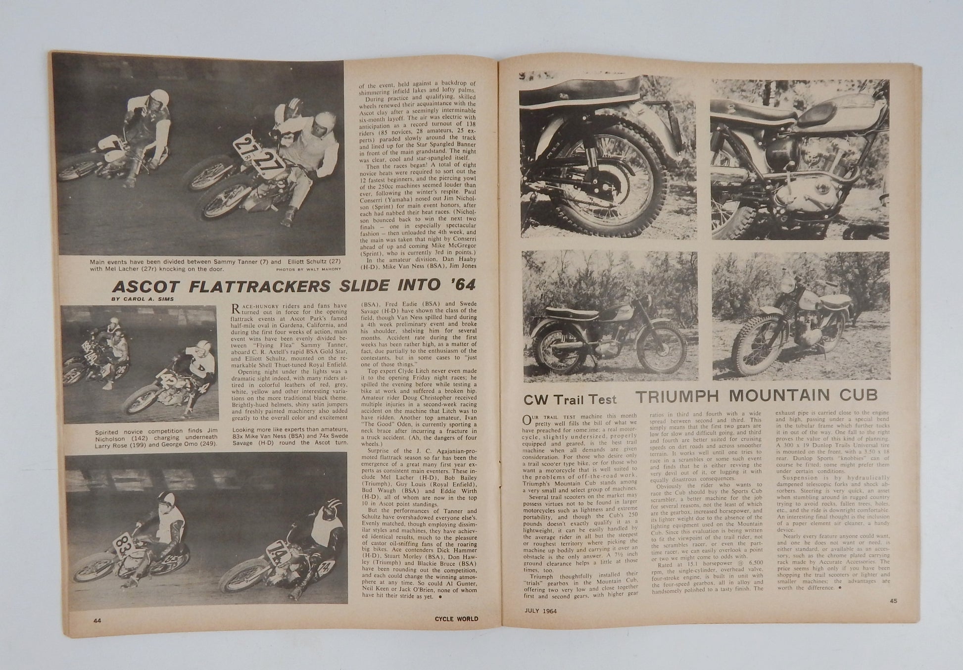 CYCLE WORD MAGAZINE JULY 1964 ROAD TEST YAMAHA YDS-3/RD-56 MONTESA 250 DIABLO - MotoRaider