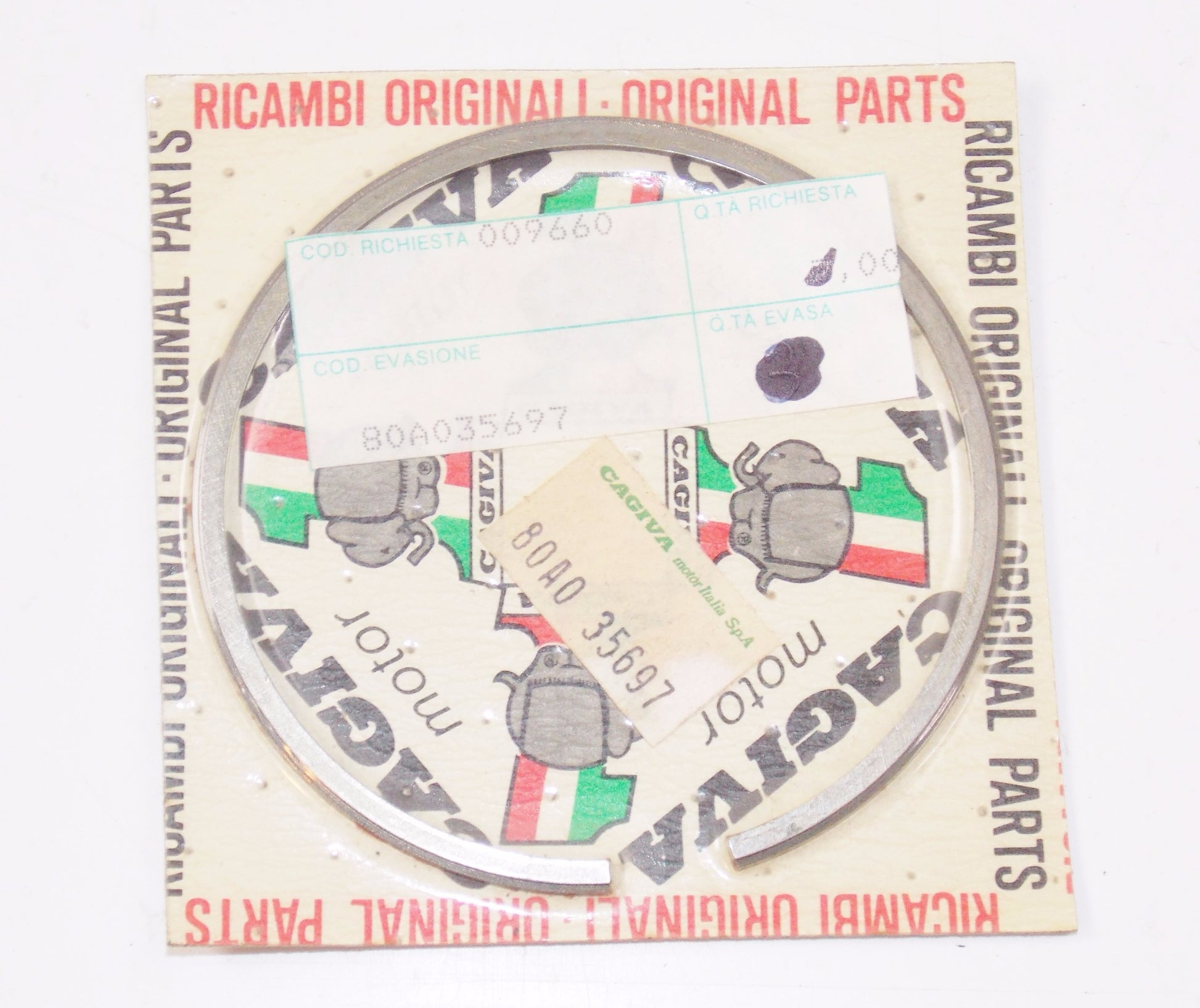 NOS OEM CAGIVA 1983 ALA ROSSA PISTON RING 82,2 mm 80A035697 - MotoRaider