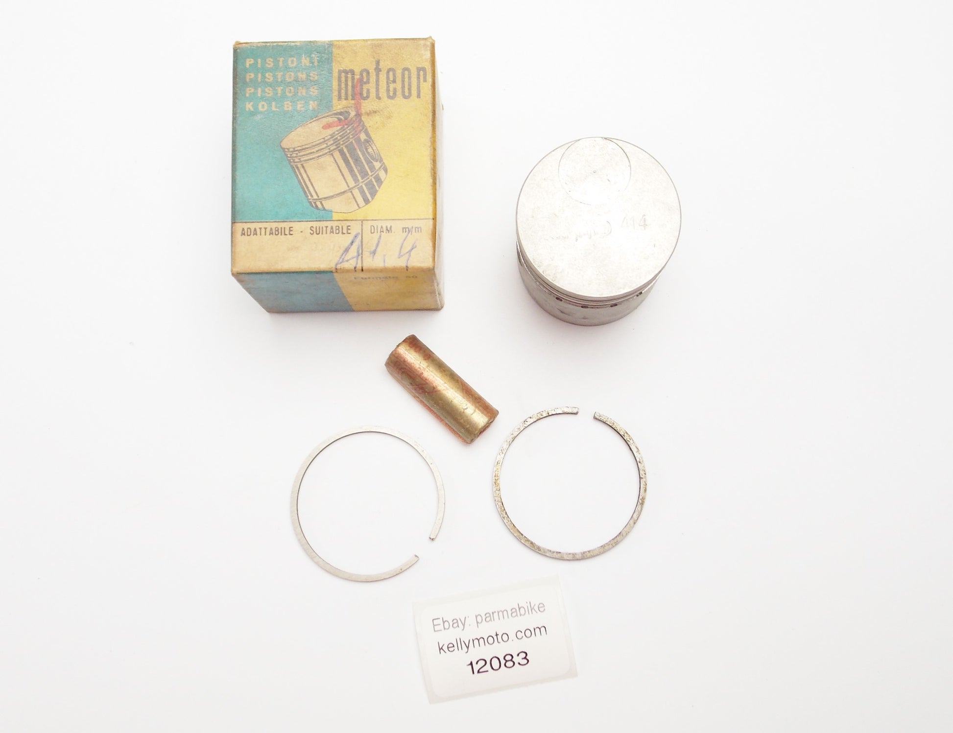 NOS METEOR PISTON + RINGS + PIN D. 41.4 mm HEIGHT 45 mm STROKE MOTOR ENGINE - MotoRaider