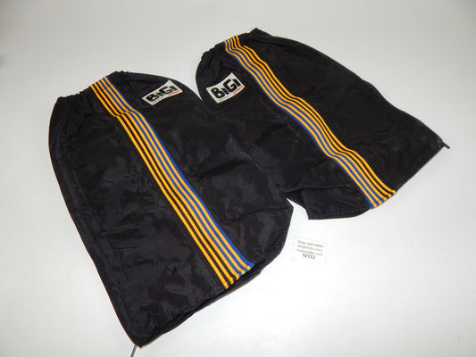 1 pr 1980's MOTOCROSS BOOT COVERS BLACK VINTAGE RACING SKIING L=15" ITALY - MotoRaider