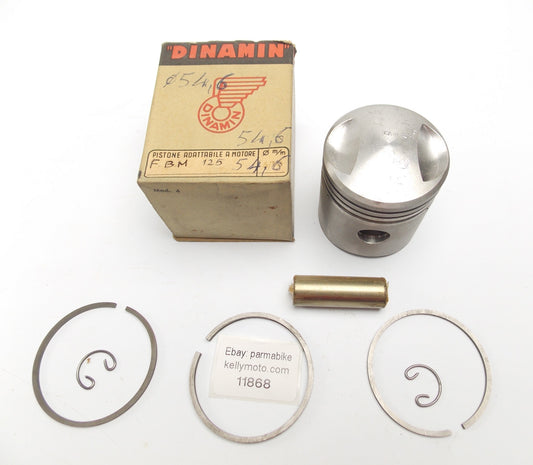NOS DINAMIN PISTON+RINGS+PIN+CLIPS SET CPL. D. 54.6 mm F.B. MONDIAL 125cc MOTOR - MotoRaider