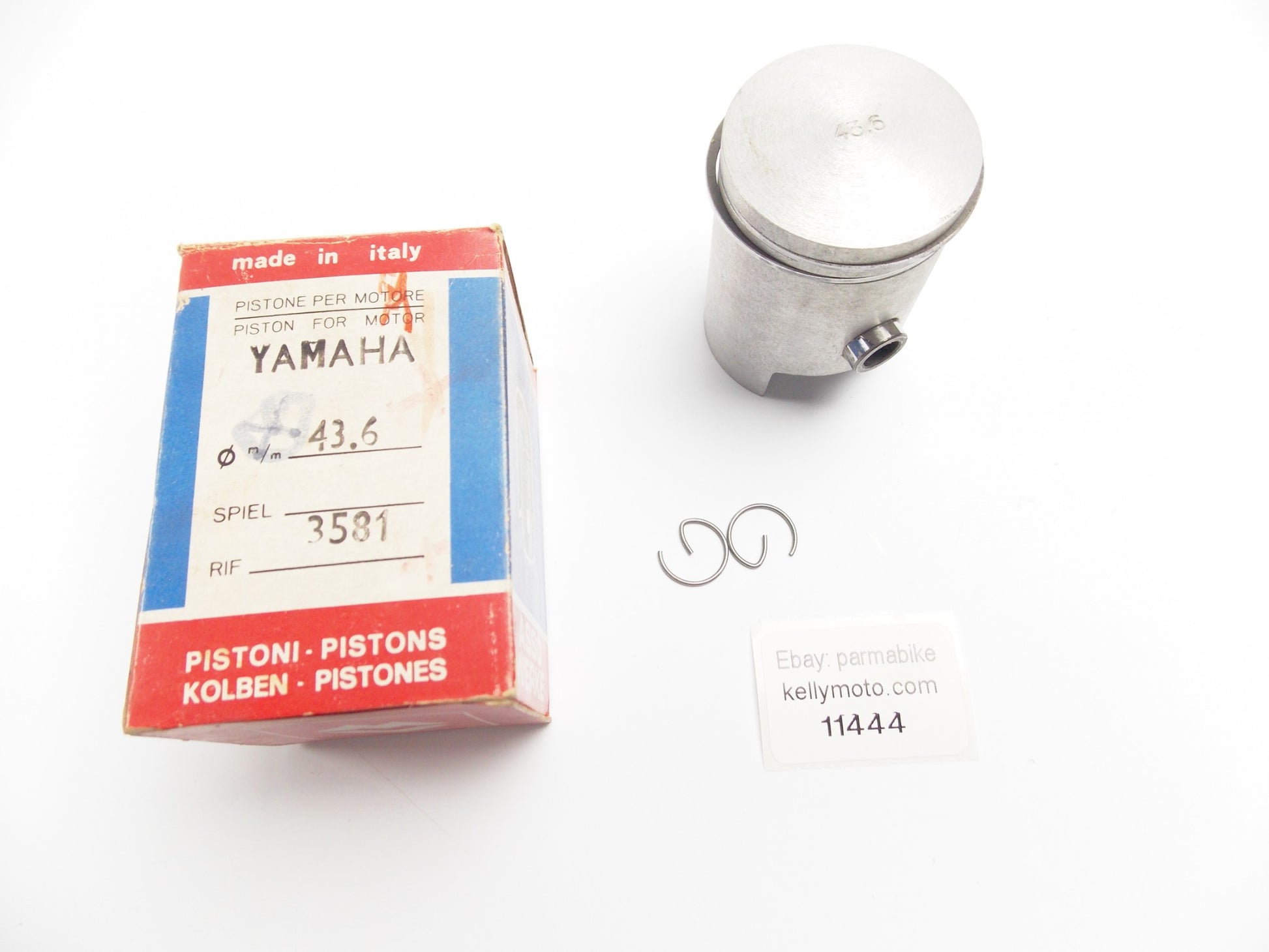 ASSO WERKE 3581 PISTON+PINS+RINGS D=43.6mm YAMAHA 125cc 2 STROKE MOTOR ENGINE - MotoRaider