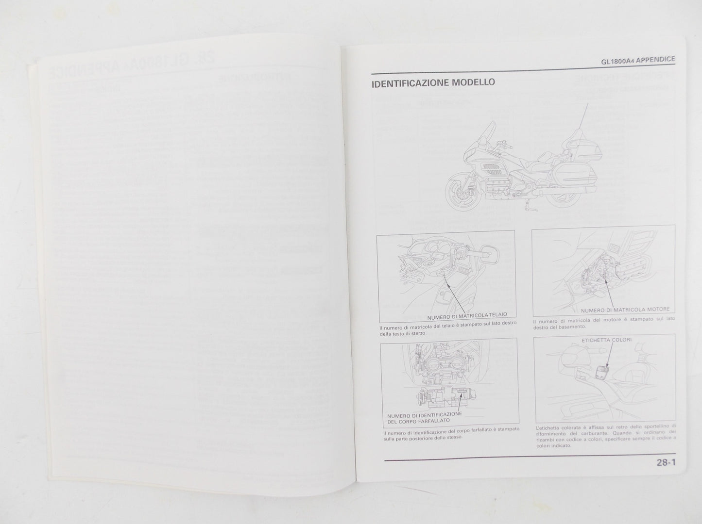 HONDA GL1800-A3 GOLDWING WORKSHOP MANUAL REPAIR ELECTRICAL SERVICE BOOK ITALIAN - MotoRaider