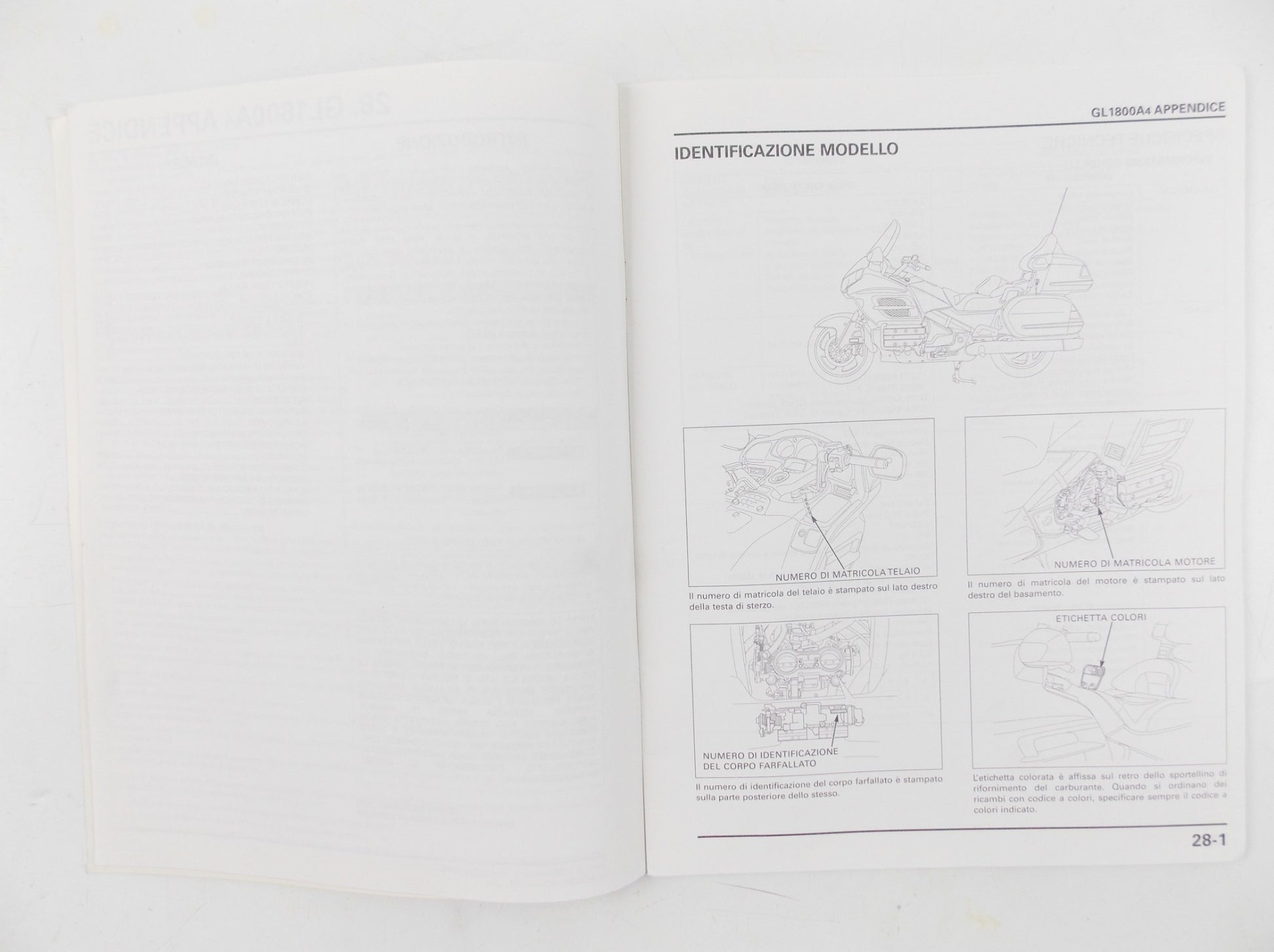 HONDA GL1800-A3 GOLDWING WORKSHOP MANUAL REPAIR ELECTRICAL SERVICE BOOK ITALIAN - MotoRaider