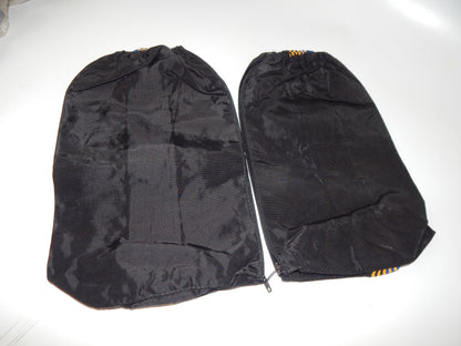 1 pr 1980's MOTOCROSS BOOT COVERS BLACK VINTAGE RACING SKIING L=15" ITALY - MotoRaider