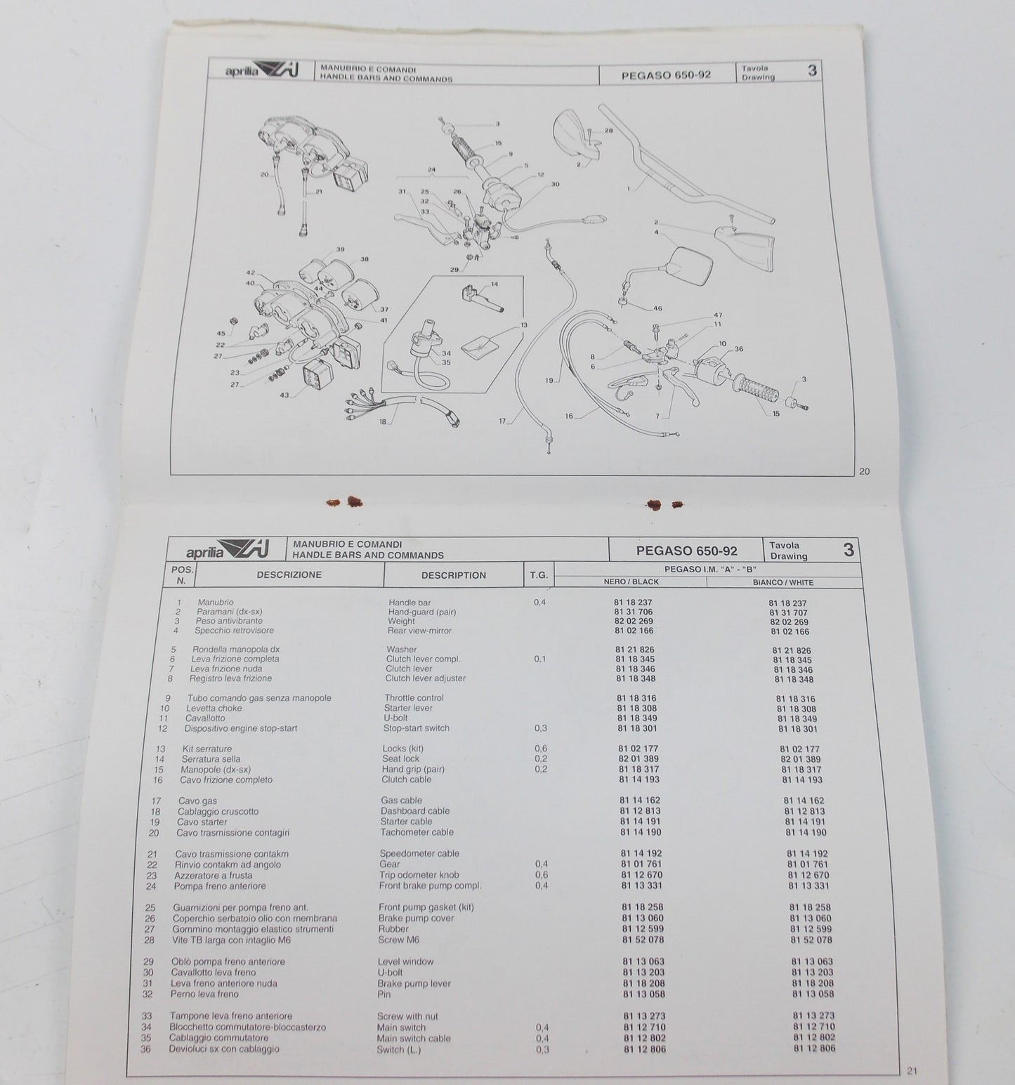 1992 APRILIA PEGASO 650 FRAME CHASSIS MOTOR SPARE PARTS CATALOG MANUAL BOOK 259 - MotoRaider