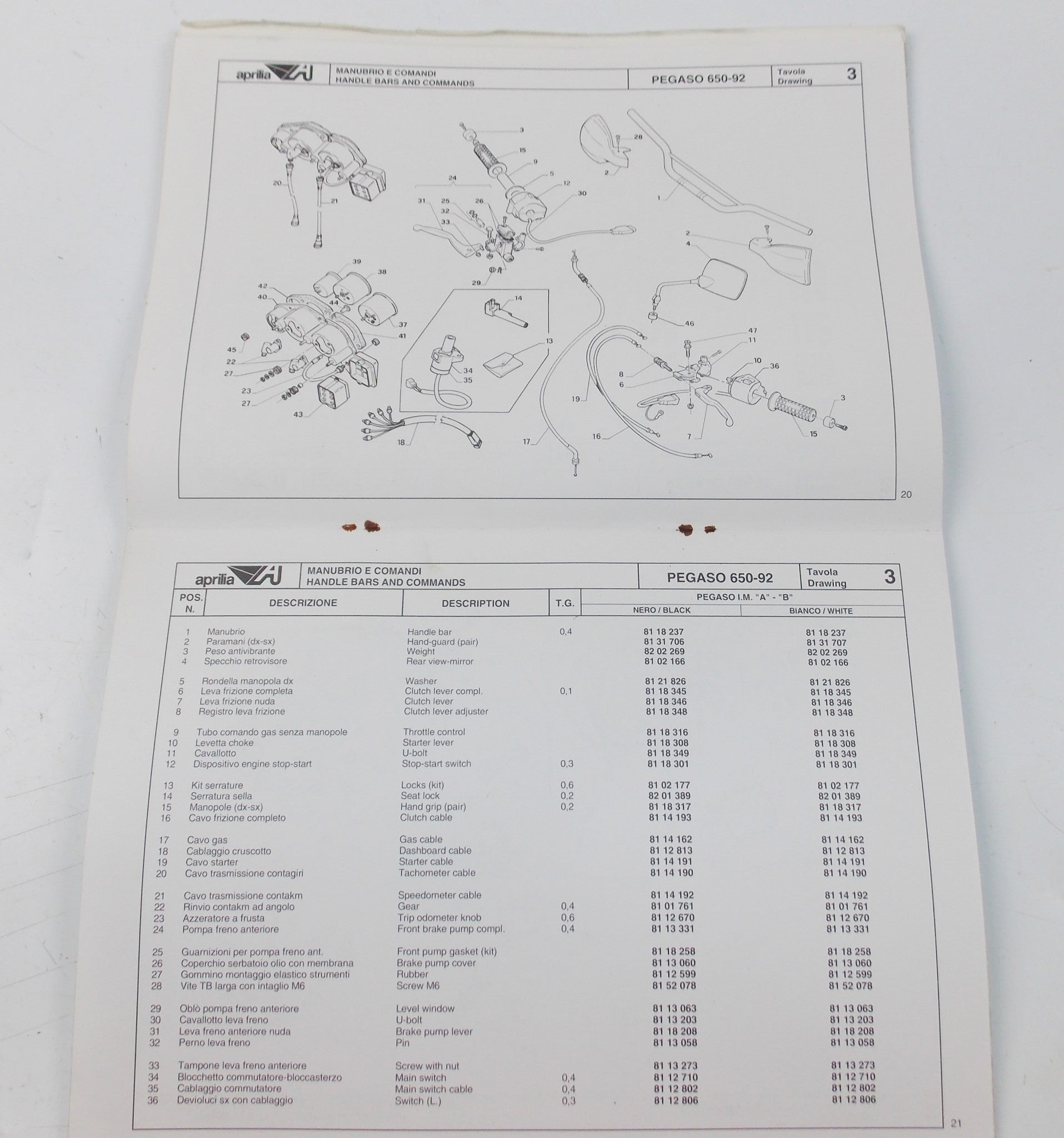 1992 APRILIA PEGASO 650 FRAME CHASSIS MOTOR SPARE PARTS CATALOG MANUAL BOOK 259 - MotoRaider