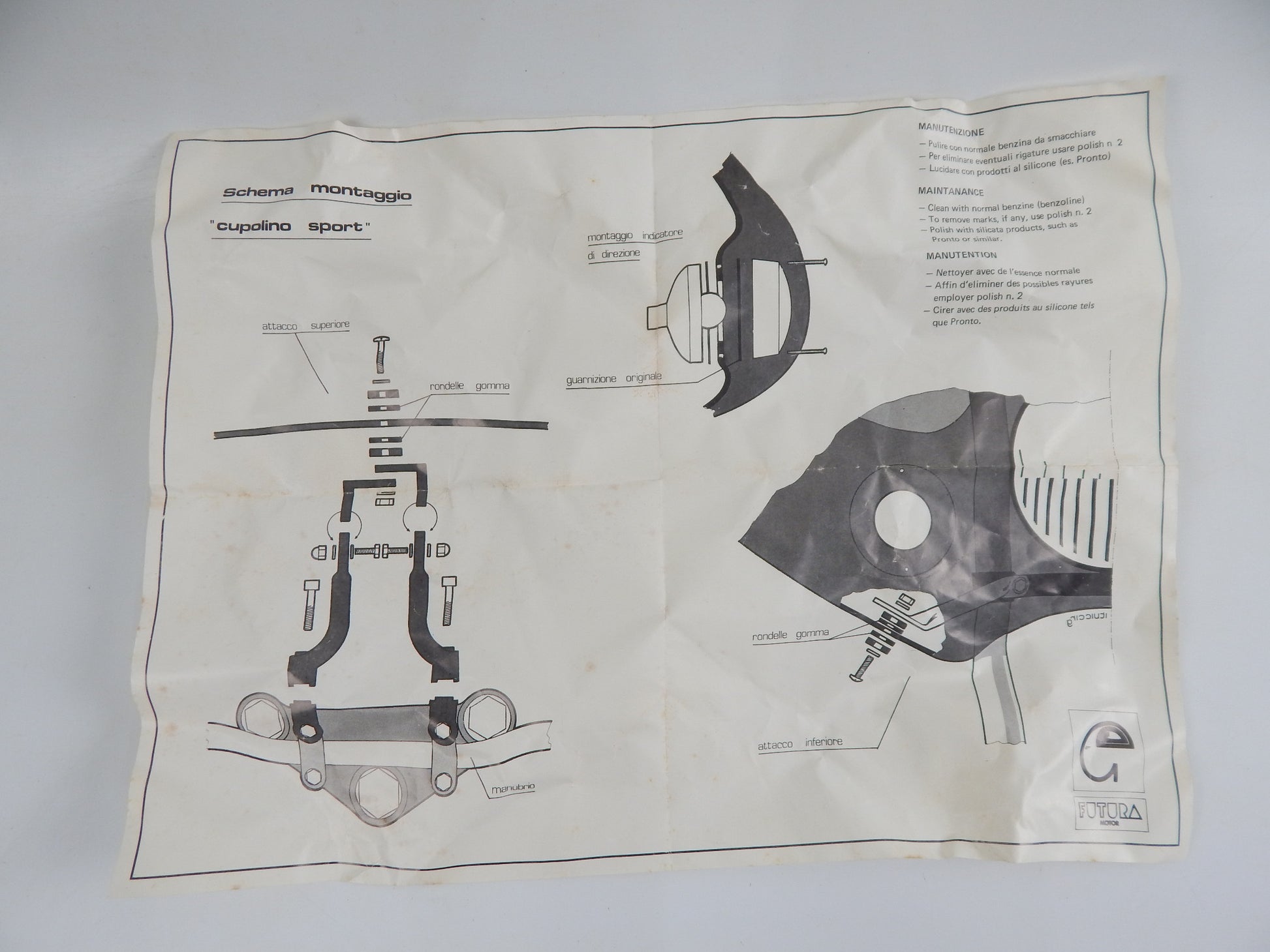 FUTURA UNIVERSAL SPORT WINDSCREEN MOUNT BRACKET HARDWARE ART FA 5/B MOTORYCLE - MotoRaider