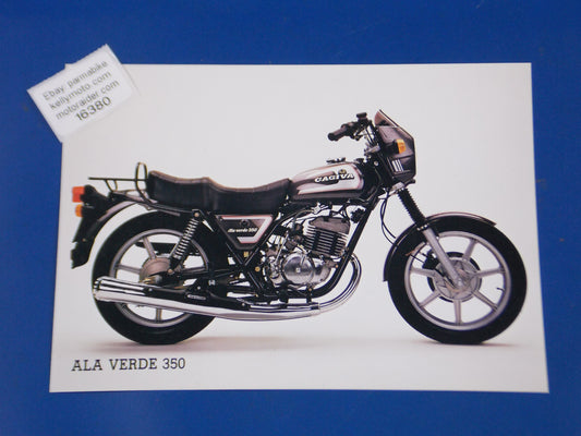 1980's CAGIVA ALA VERDE 350 ORIGINAL DEALER PHOTO BROCHURE VINTAGE 6 x 8 1/4 In. - MotoRaider