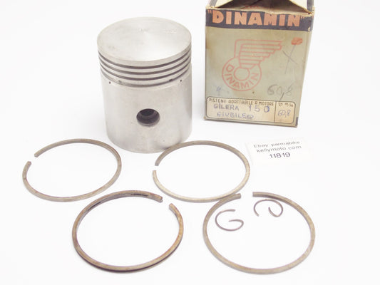 NOS DINAMIN PISTON + PIN + RINGS + CLIPS SET CPL 60.8 mnm GILERA 150 cc GIUBILEO - MotoRaider