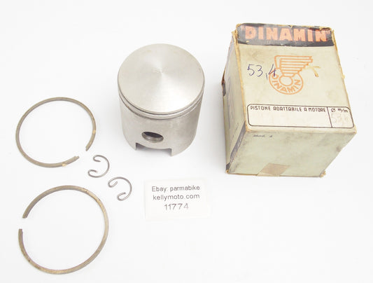 NOS DINAMIN PISTON + RINGS + PIN + CLIPS SET CPL. D. 53.4 mm MOTO MORINI 125 cc - MotoRaider