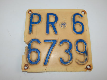 1970's PARMA ITALY MOTORCYCLE SCOOTER LICENSE PLATE VESPA GUZZI GILERA VINTAGE - MotoRaider