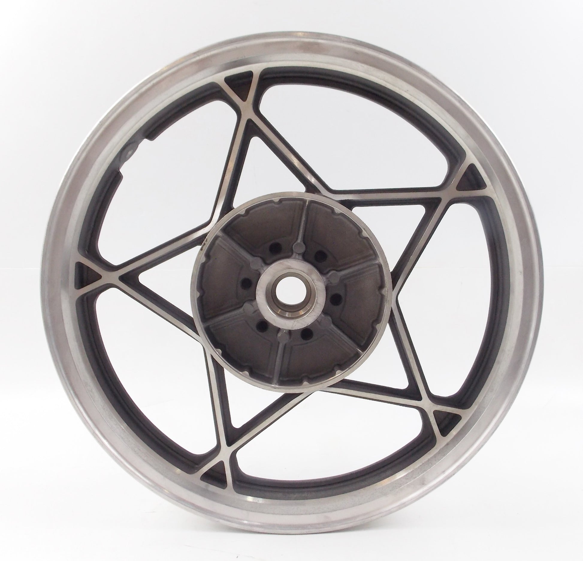 NOS OEM 1978 SUZUKI GS REAR WHEEL RIM J 18X2.15 DOT BLACK/SILVER - MotoRaider