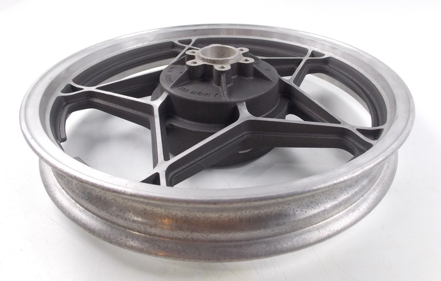 NOS OEM 1978 SUZUKI GS REAR WHEEL RIM J 18X2.15 DOT BLACK/SILVER - MotoRaider